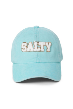 Chenille Glitz Salty Cap - Sparkling Embroidered Lettering, Adjustable Fit, 100% Cotton, Versatile Glam Headwear