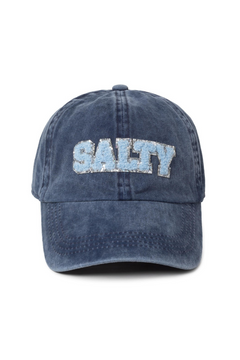 Chenille Glitz Salty Cap - Sparkling Embroidered Lettering, Adjustable Fit, 100% Cotton, Versatile Glam Headwear