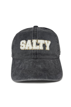 Chenille Glitz Salty Cap - Sparkling Embroidered Lettering, Adjustable Fit, 100% Cotton, Versatile Glam Headwear