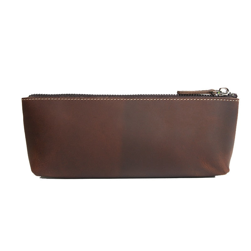 The Pallavi | Handmade Leather Pencil Case - Elegant Leather Makeup Bag