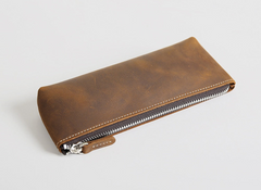 The Pallavi | Handmade Leather Pencil Case - Elegant Leather Makeup Bag