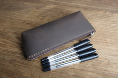 The Pallavi | Handmade Leather Pencil Case - Elegant Leather Makeup Bag