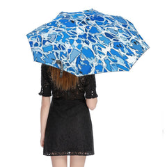 Abstract Blue and White Automatic Umbrella with Anti-UV Coating