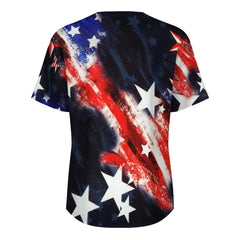 Patriotic USA Flag Style Men's Collarless Shirt Independance Day t-shirt