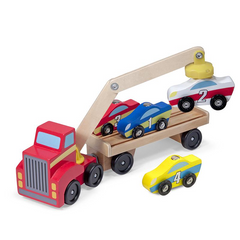 Magnetic Car Loader - Wooden Vehicle Set with Magnetic Arm