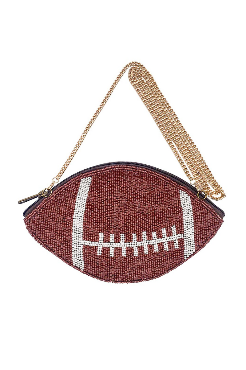 Stylish Beaded Football Bag - Trendy & Functional Sports-Inspired Purse