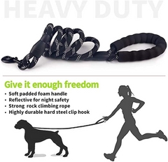 5 FT Thick Highly Reflective Dog Leash- Black - Premium Quality, Comfortable Grip, Enhanced Visibility - Peteeza Furry