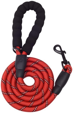 5 FT Thick Highly Reflective Dog Leash - Red | Durable & Comfortable for All Dog Sizes