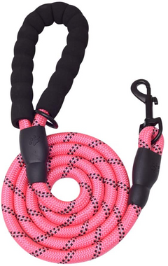 5 FT Thick Highly Reflective Dog Leash - Red | Durable & Comfortable for All Dog Sizes