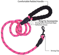 5 FT Thick Highly Reflective Dog Leash - Red | Durable & Comfortable for All Dog Sizes