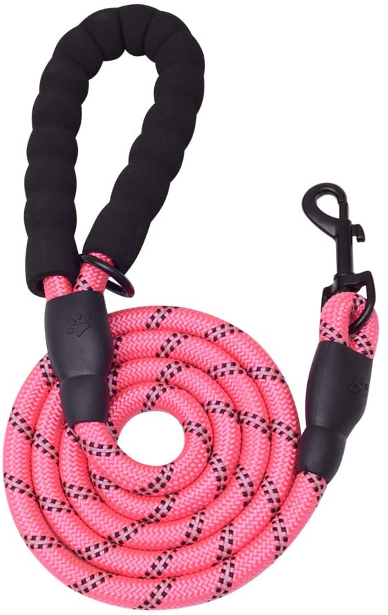 Get Control and Style with the 5 FT Thick Highly Reflective Dog Leash - Pink | Peteeza Furry