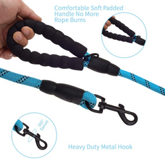 5 FT Thick Reflective Dog Leash - Premium Blue Leash for Enhanced Safety & Comfort