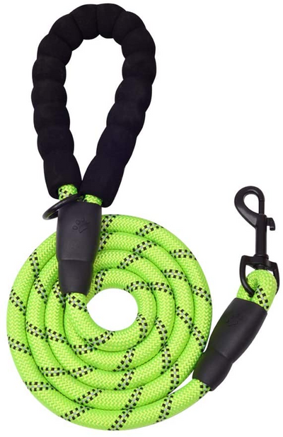 5 FT Reflective Dog Leash - Green | Durable Rope Leash for All Dog Sizes