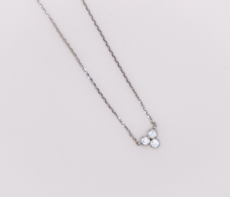 Trinity Diamond Sparkle Necklace - Elegant White Gold-Dipped Pendant with Faux Diamonds