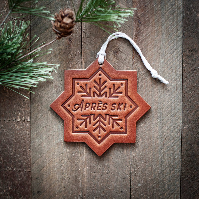 Apres Ski Snowflake Ornament | Handcrafted Leather Keepsake | Unique Holiday Gift