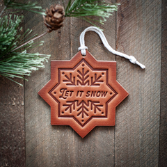 Let it Snow Snowflake Holiday Ornament - Premium Handcrafted Leather Christmas Decor