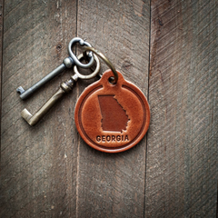 Georgia Leather Keychain Circle - Premium Handcrafted Leather Key Fob