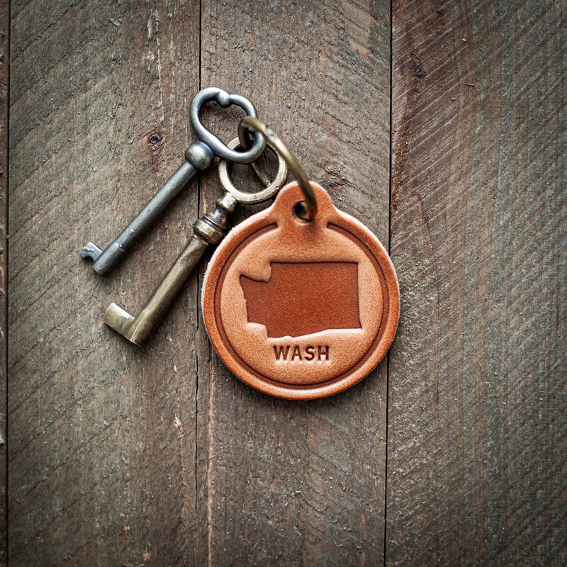 Washington Leather Keychain Circle - Premium Handcrafted Key Holder | Luxurious and Durable Leather | Antique Bronze Hardware | Perfect Gift Choice