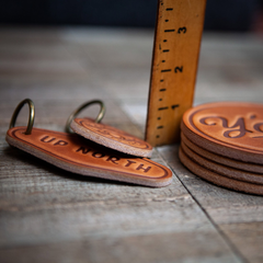 Premium Cowboy Shit Leather Keychain Circle - Antique Bronze Hardware