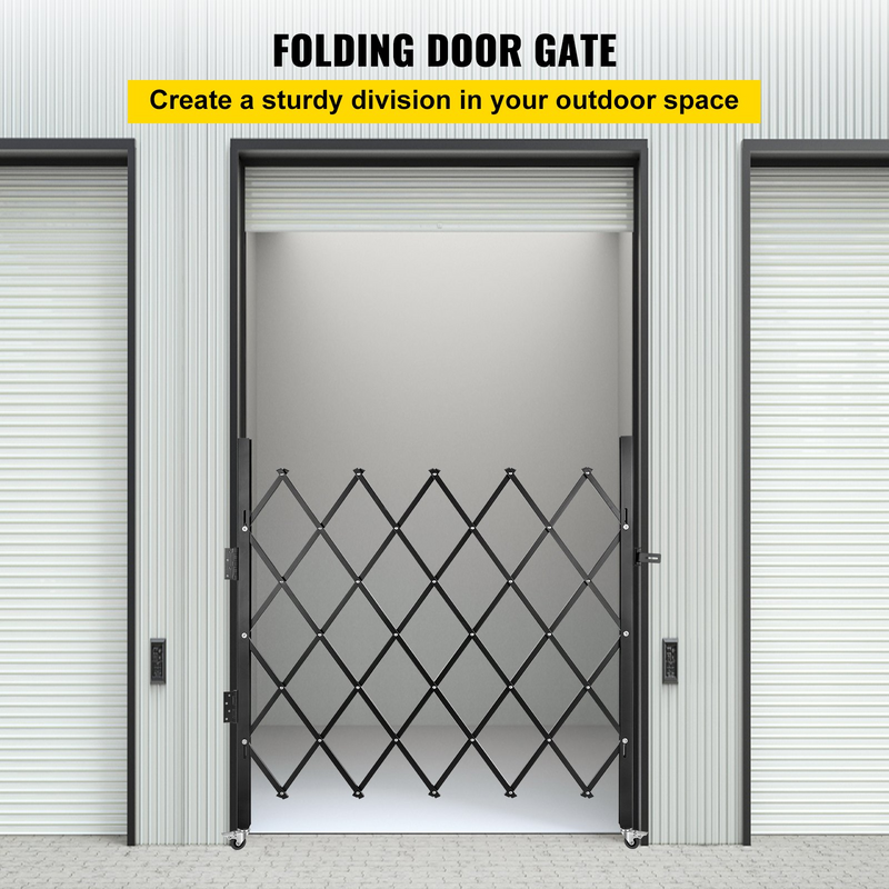 VEVOR Single Folding Security Gate, 5.1'H x 5.9'W Steel Accordion Gate with Padlock, Expandable Width, 360° Rolling Barricade