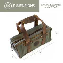 Durable Canvas and Leather Ammo Bag – Handcrafted, High-Quality YKK Zippers, Buffalo Leather Handles