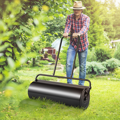 VEVOR 17-Gallon Lawn Roller - Sand/Water Filled Steel Yard Roller with Easy-Turn Plug & Ergonomic Handle - Ideal for Lawn, Garden, Farm & Park Maintenance - Black