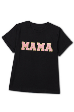 Sierra MAMA Chenille Graphic Tee - Stylish & Comfortable Women's Summer Shirt with Sequin Embellishments