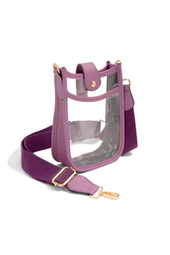 Stylish Transparent Crossbody Bag with Faux Leather Trim and Gold Accents