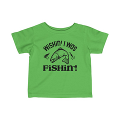 Adorable “Wishin’ I was Fishin'” Infant Fine Jersey Tee - Soft, Comfortable, and Durable