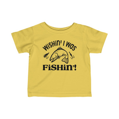 Adorable “Wishin’ I was Fishin'” Infant Fine Jersey Tee - Soft, Comfortable, and Durable