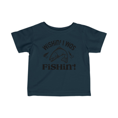 Adorable “Wishin’ I was Fishin'” Infant Fine Jersey Tee - Soft, Comfortable, and Durable