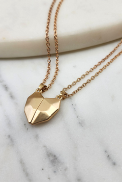 Gold BFF Heart Necklace - Handmade, Hypoallergenic Jewelry for Best Friends