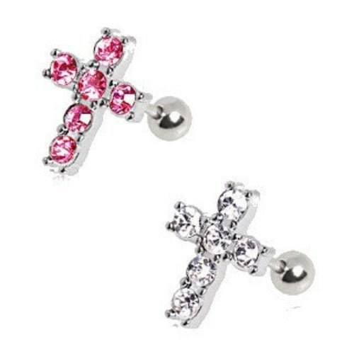 Elegant 316L Surgical Steel Multi CZ Cross Stud Cartilage Earring | Hypoallergenic Jewelry