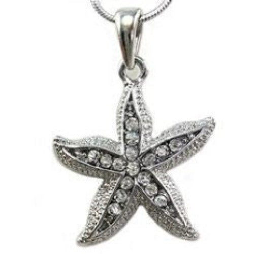 Elegant Crystal Starfish Necklace - Rhodium Plated, Nickel and Lead Free | Perfect Gift for Women