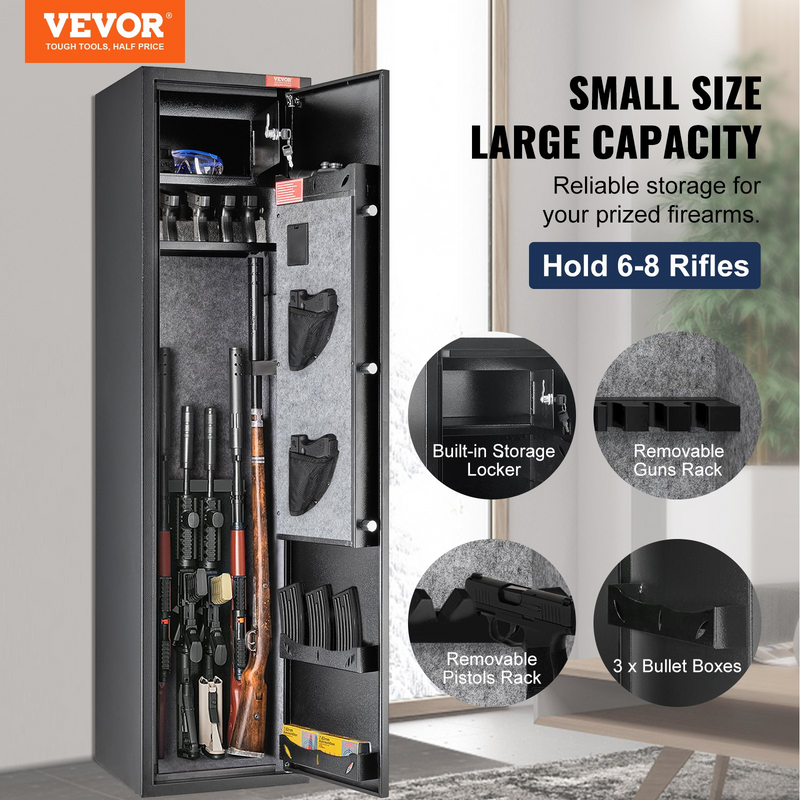 VEVOR 6 Rifles Gun Safe with Fingerprint & Digital Keypad Lock | Secure Your Firearms