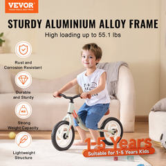 VEVOR Toddler Balance Bike - Lightweight Aluminum Alloy Kids Bike | Adjustable & Safe