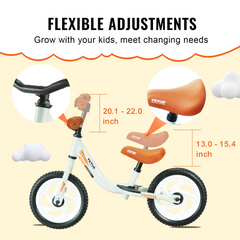 VEVOR Toddler Balance Bike - Lightweight Aluminum Alloy Kids Bike | Adjustable & Safe