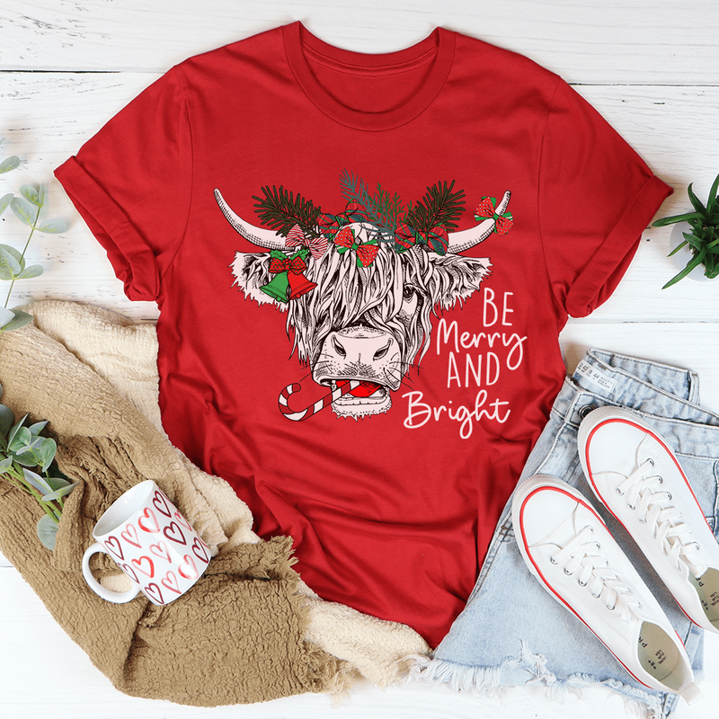 Festive Christmas Cow Tee - 100% Soft Cotton Holiday T-Shirt - Made in USA | Perfect for Holiday Cheer