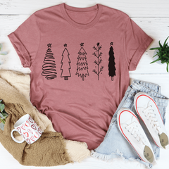 Festive Christmas Trees Tee - Soft Cotton Holiday Shirt, Made in USA