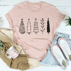 Festive Christmas Trees Tee - Soft Cotton Holiday Shirt, Made in USA