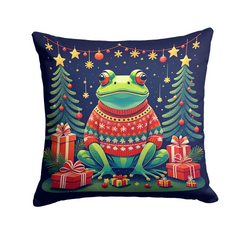 Frog Christmas Throw Pillow - 18x18 Festive Indoor/Outdoor Cushion by Caroline's Treasures