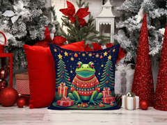 Frog Christmas Throw Pillow - 18x18 Festive Indoor/Outdoor Cushion by Caroline's Treasures