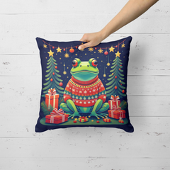 Frog Christmas Throw Pillow - 18x18 Festive Indoor/Outdoor Cushion by Caroline's Treasures