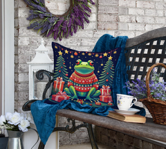 Frog Christmas Throw Pillow - 18x18 Festive Indoor/Outdoor Cushion by Caroline's Treasures