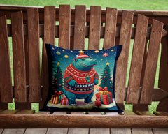 Festive Hippopotamus Christmas Throw Pillow - Indoor/Outdoor Decorative Cushion