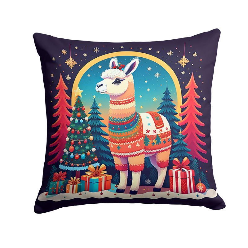 Festive Llama Christmas Throw Pillow - Vibrant & Durable Outdoor/Indoor Decor | 14x14 Inches - Caroline's Treasures