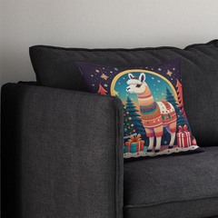 Festive Llama Christmas Throw Pillow - Vibrant & Durable Outdoor/Indoor Decor | 14x14 Inches - Caroline's Treasures