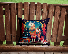 Festive Llama Christmas Throw Pillow - Vibrant & Durable Outdoor/Indoor Decor | 14x14 Inches - Caroline's Treasures