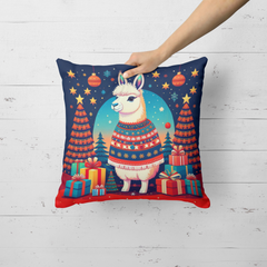 Festive Llama Christmas Throw Pillow - 18x18 Inch Decorative Cushion by Caroline's Treasures