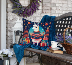 Festive Llama Christmas Throw Pillow - 18x18 Inch Decorative Cushion by Caroline's Treasures